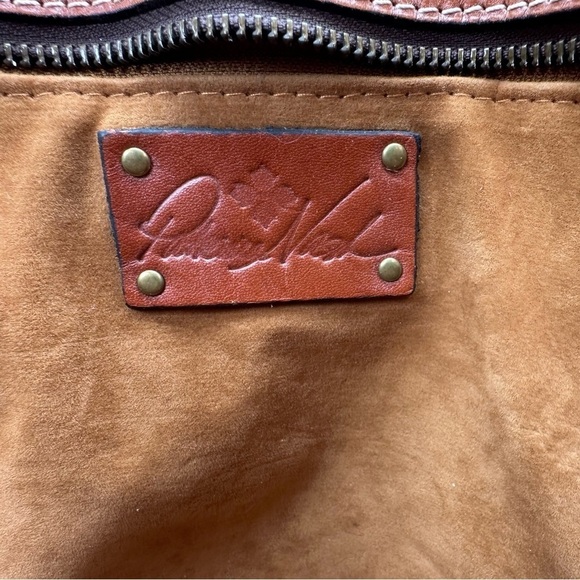 Patricia Nash Zancona Tote Shoulder Bag Studded Tan Brown Leather READ - Picture 10 of 15